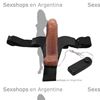 Arnes con dildo y testiculos con vibrador regulable